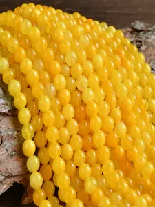 Natural Yellow Quartz Beads for Jewelry Making, Polished Round Loose Beads in 4/6/8/10mm Sizes, Semi-Transparent Beads for DIY Bracelets and Necklaces