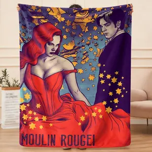 Moulin Rouge brainstorm  flannel blanket, exclusive gift for home, office, camping travel, personalized pattern design, modern style, soft texture