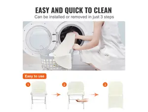 VEVOR Stretch Spandex Folding Chair Covers, Universal Fitted Chair Cover, Removable Washable Protective Slipcovers, for Wedding, Holiday, Banquet, Party, Celebration, Dining (30PCS Ivory White)