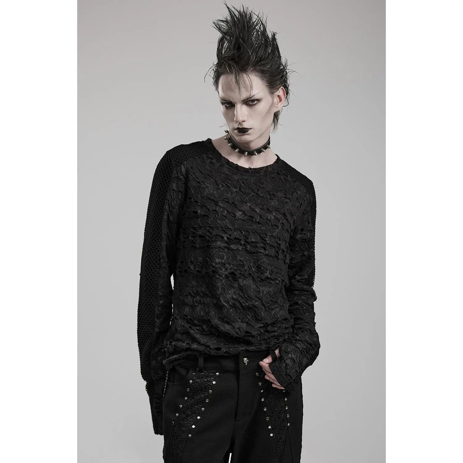 Dead Silence Distressed Long Sleeve Top