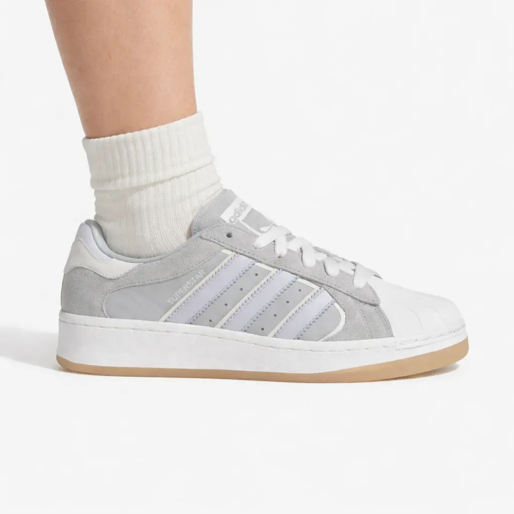 Adidas Women's Grey 3-Stripes Superstar XLG Essence Athleisure Casual Trainers - Comfortable All-Day Wear for City Walks, Everyday Outfits, Style IE2975 (No Box)