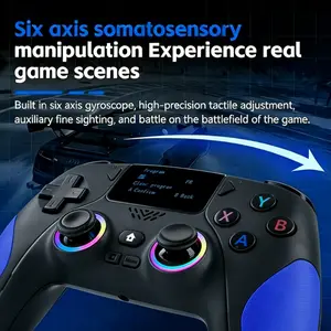 Wireless Game Controller, Rechargeable Gaming Joystick with RGB Lighting, Mappable Buttons, Compatible with PC/switch/iOS/android/steam Deck
