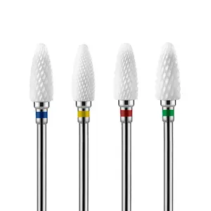 4pcs 3/32 Ceramic Nail Drill Bits Set Smooth Rotation Professional Nail File Burr Accessories For Electric Manicure Machine Pedicure Tool Nail Art Care Grooming Polishing Sanding Cuticle Removal