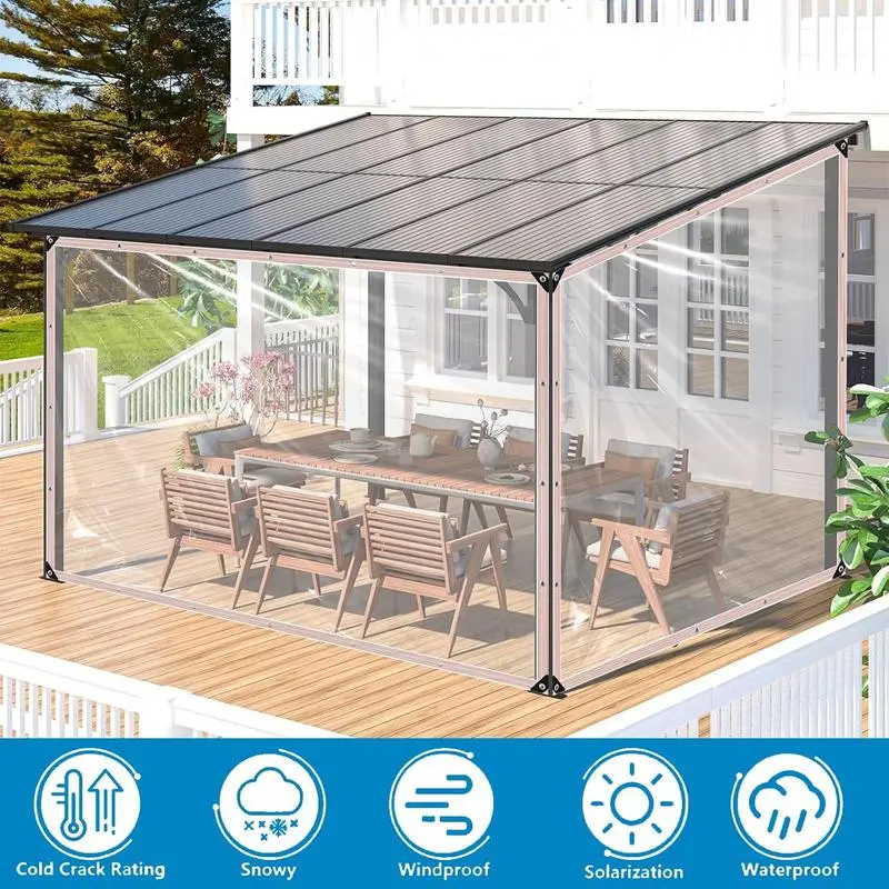10x13FT Heavy Duty Clear Tarp| 2026 Upgraded Vinyl Cover for Outdoor Storage & Firewood| Patio Umbrella Side Rain Shield| Waterproof Tarpaulin for Greenhouse, Chicken Coop & Garden Plants
