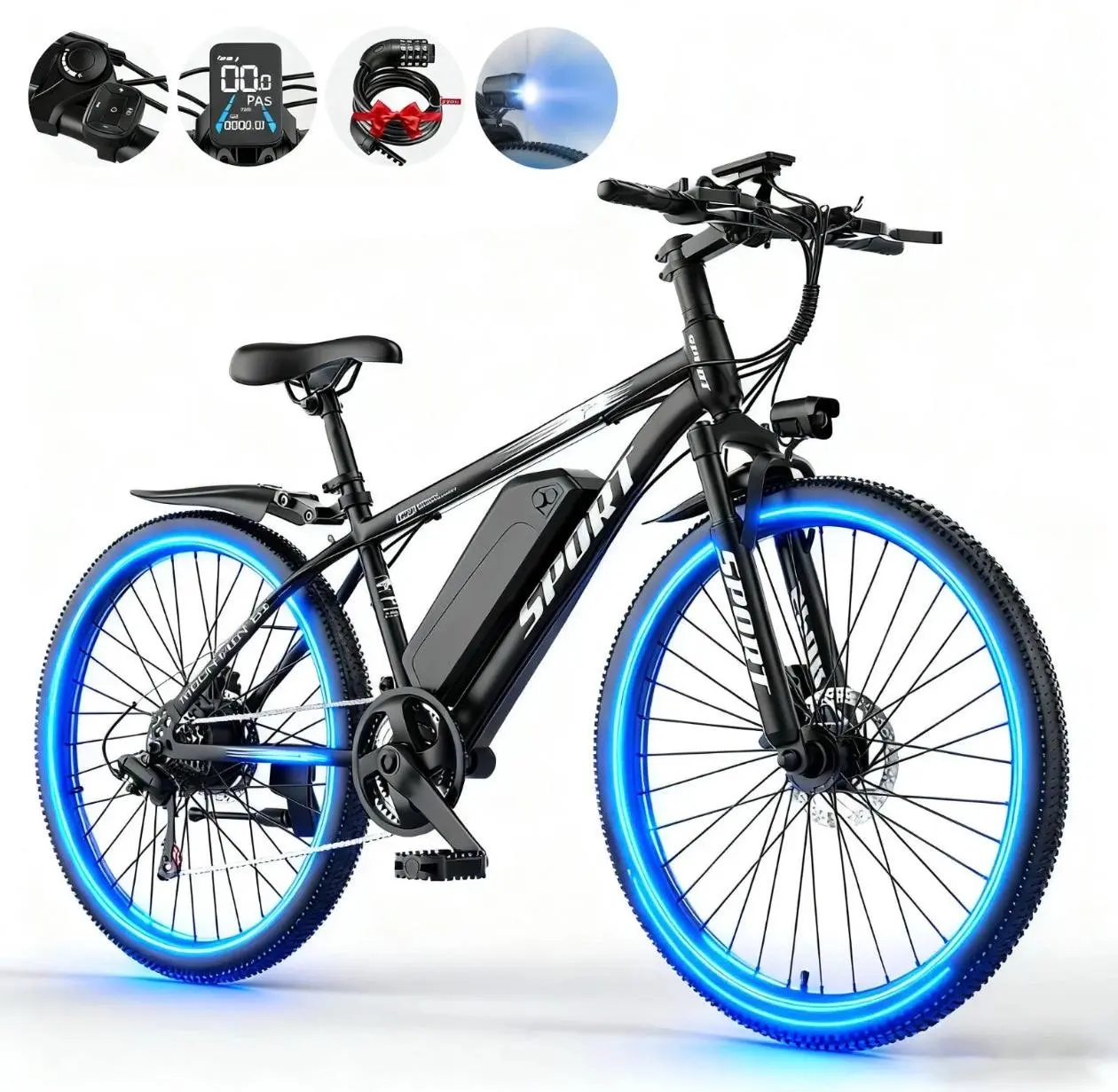Electric Bike for Adults 26" E-bike 25MPH 65 Miles 1500W 7-Speed US