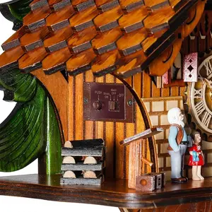 Cuckoo Clock Traditional Chalet Black Forest House Clock Handcrafted Wooden Wall Pendulum Quartz Clock