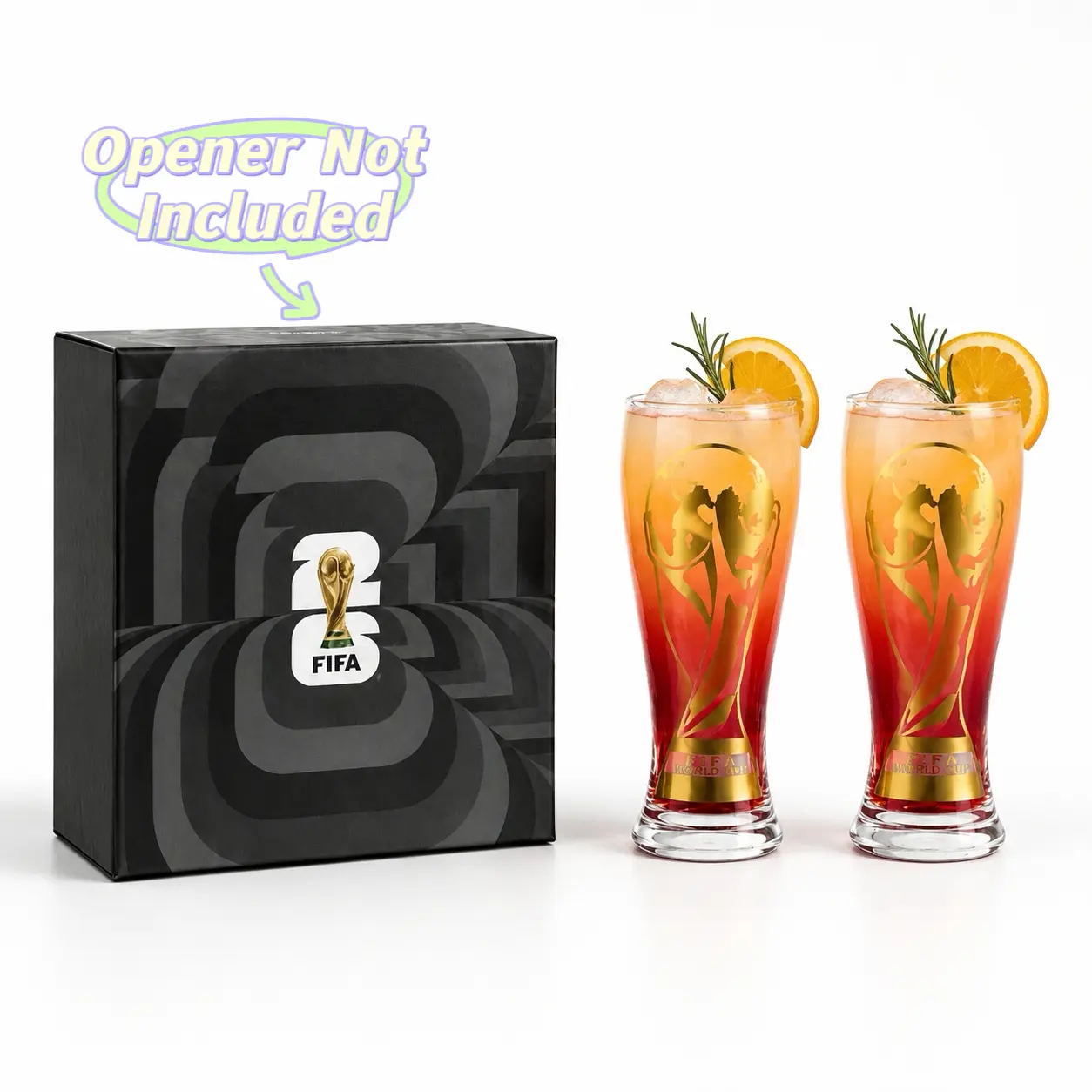 [Official FIFA World Cup Licensed Product ] Exclusive | 2026 FIFA World Cup Glass Set Made of premium glass with trophy-style gold trim. Suitable for gifting to boyfriends, daily home use and parties