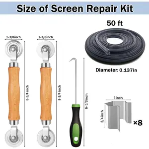 Window Screen Door Kit, Include Black Screen Mesh 48"x118"+ 2 Window Mesh Kit