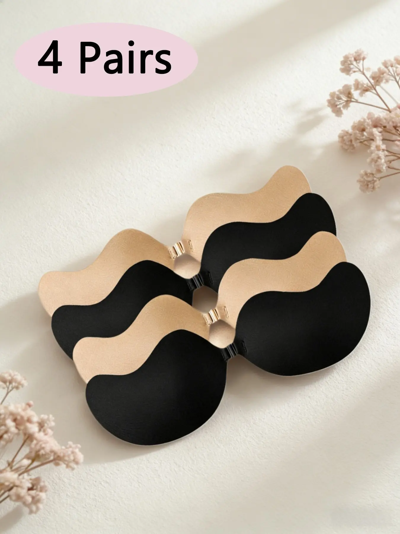 4 Pairs Women's Mango-Shaped Push-Up Lifting Bra Patches, Self-Adhesive Invisible Nipple Covers, Strapless Bra, Women's Lingerie Accessories, For Party Dresses, Outdoor Activities, Sticky Bra Insert, Adhesive Bra Inserts