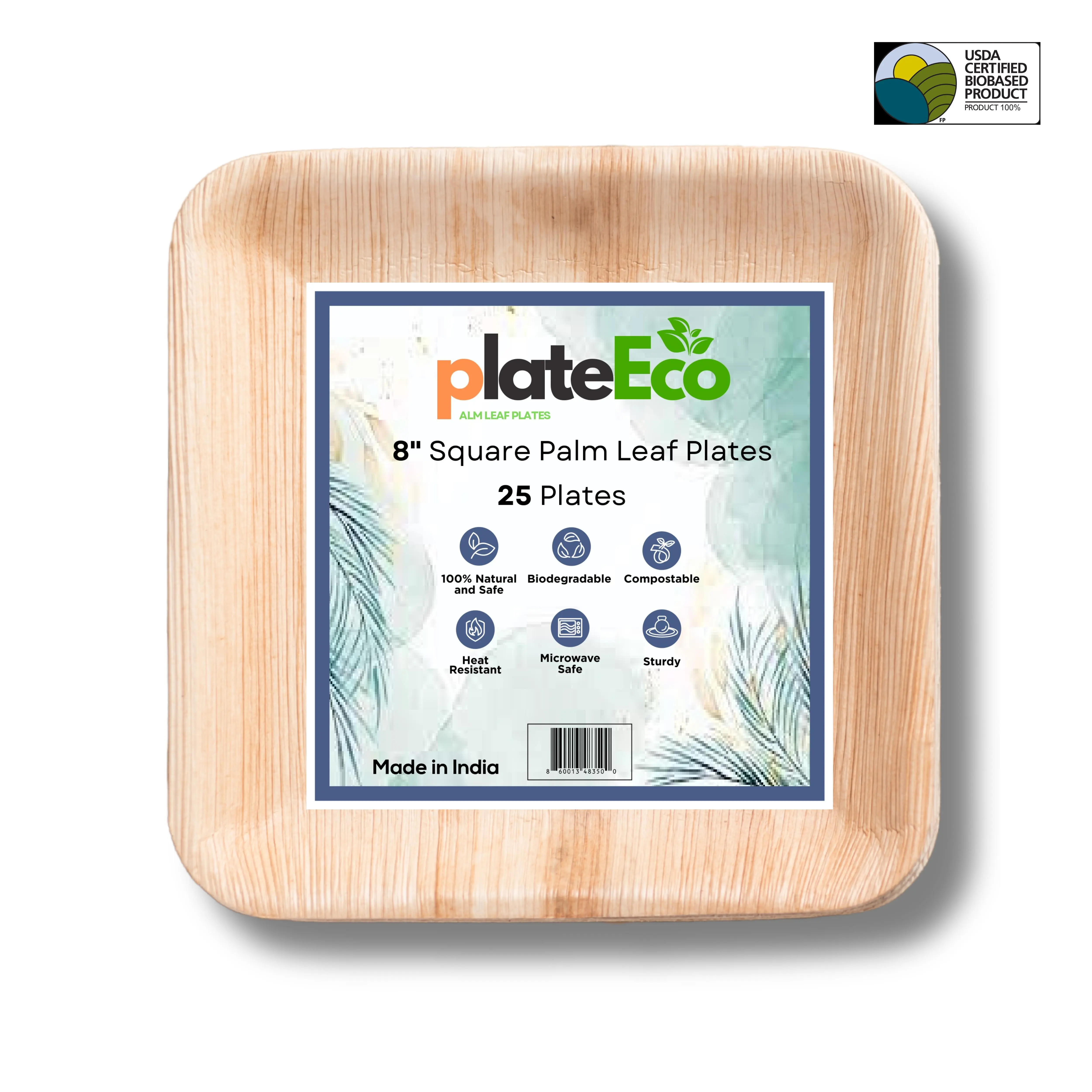 8" Palm Leaf Plates (25 Plates)