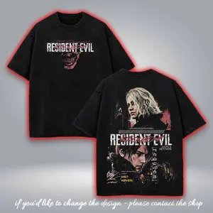 RE9 - requiem resident evil 9 Leon Kennedy - Washed Tshirt Sweatshirt Hoodie 2 Sided unisex graphic tees game anime manga movie Top shirts men
