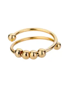 Spiral Bead Anxiety Relief Open Ring Gold Simple Men's and Women's Rotating Bead Finger Ring Handpiece Anxiety Fidget Ring Anti Anxiety Jewelry Stress Relief Jewelry