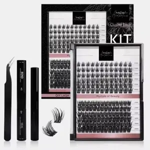 Cluster Lash Kit - Eyelashes, Convenient Solution for Multiple Lashes, Includes Storage Case & Applicator for Easy Application - Makeup lipliner makeup