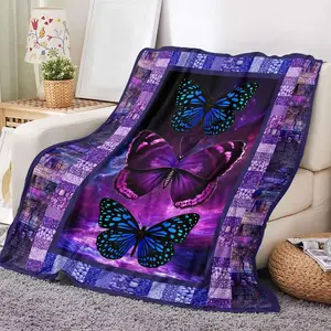 Butterfly Blanket for Women Girls Soft Cozy Butterflies Throw Blanket for Couch Bed Purple Butterfly Gifts for Women Adults Girls 50'' x 60'' (B01)