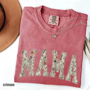 Custom Floral Comfort Colors Shirt For Mom Grandma Mama Nana Mimi Gigi Aunt, Personalized Vintage Flower T Shirt, Mothers Day Gift, Custom Floral Tee, Soft Aesthetic Family Gift, Unisex Casual Graphic T-Shirts