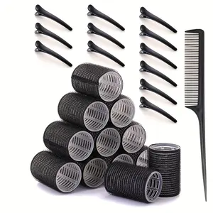 25pcs Set Self Grip Rollers Kit with 12 Rollers & 12 Clips, Salon Quality Curlers for DIY Hairstyling, Heatless Rollers, Multi Pack, Hair Curling Tool