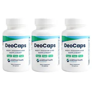 DeoCaps 3-Pack Body Deodorizing Supplement with Chlorophyllin Sage Magnesium & Zinc for Odor & Sweat Relief Made in the USA 60 Capsules Each Pack