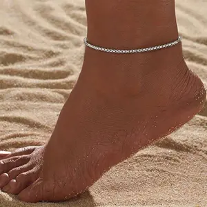 1 Piece Silvery Stainless Steel Women's Ankle Chain Delicate Touch for Summer Outfits Beaches & Vacations Fashion Jewelry
