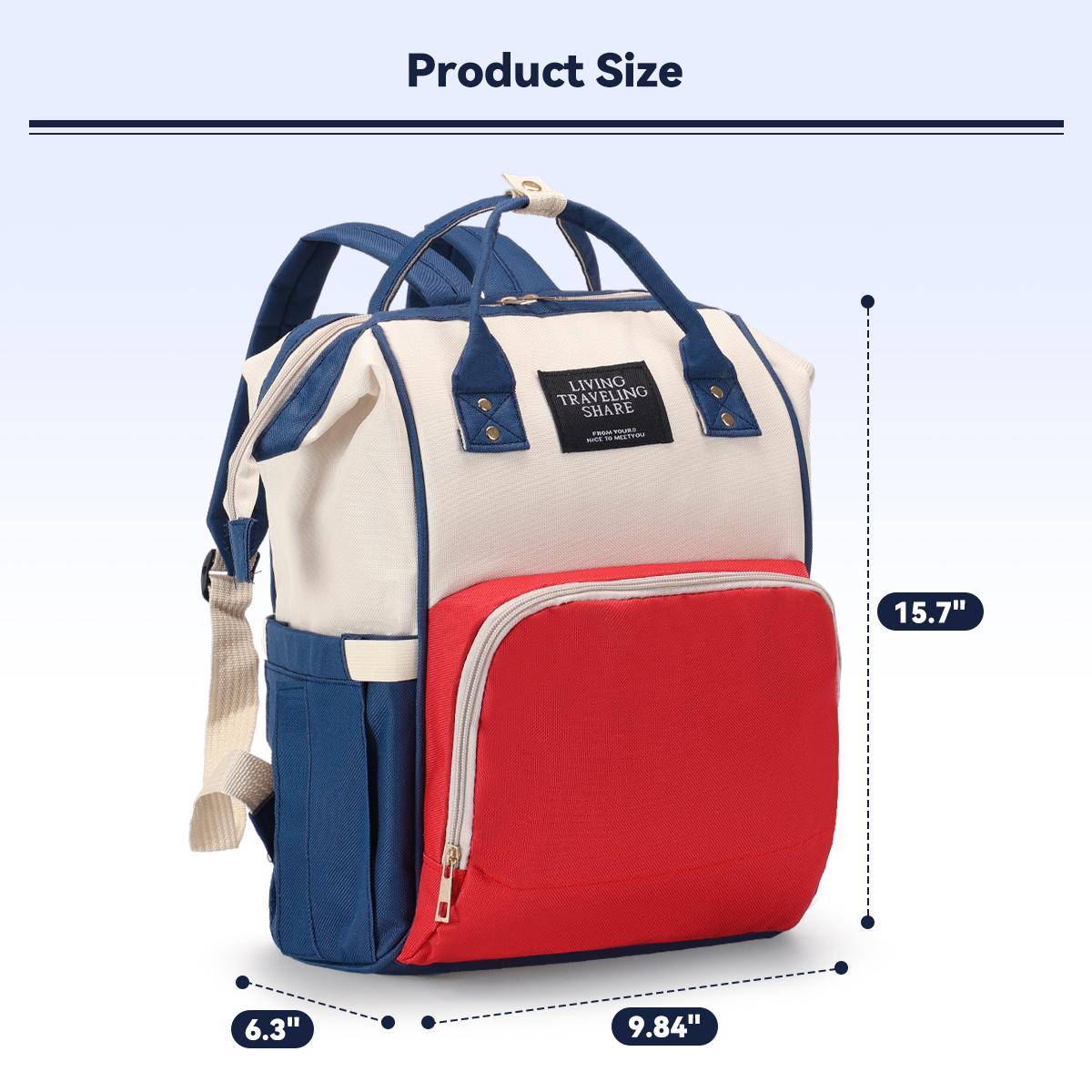 COMOMY Diaper Bag Backpack, 15.7'' × 9.84'' × 6.3'', Multifunctional Mommy Nappy Bags with Insulated Pockets, Waterproof, Large Capacity, Red