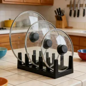 Multi-Functional Storage Rack, Pot Lid Holder, Bowl Tray, Spoon Stand, Cutting Board Organizer, Book Shelf, Modern Kitchen Organizer