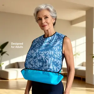Adult Eating Apron Wind Series, Elderly Meal Bib, Waterproof Oil-Proof Saliva Towel, Multifunctional Adult Apron, Anti-Slobber Mouth Guard