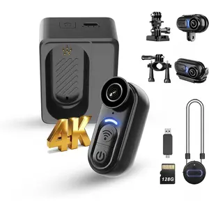 4K Mini Wearable  Camera - 128GB  Thumb-Size Action Cam, 6-Axis Stabilization, Audio/Video Recording, Hands-Free POV for Vloggers, Hikers, Workers, Cycling, Travel & Daily Use
