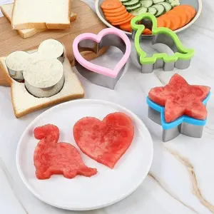 Stainless Steel Sandwich Knife Cartoon Dinosaur Rabbit Toast Bread Mold Vegetable Cookie Cutter Bakeware DIY Baking Molds Kids Lunch Box