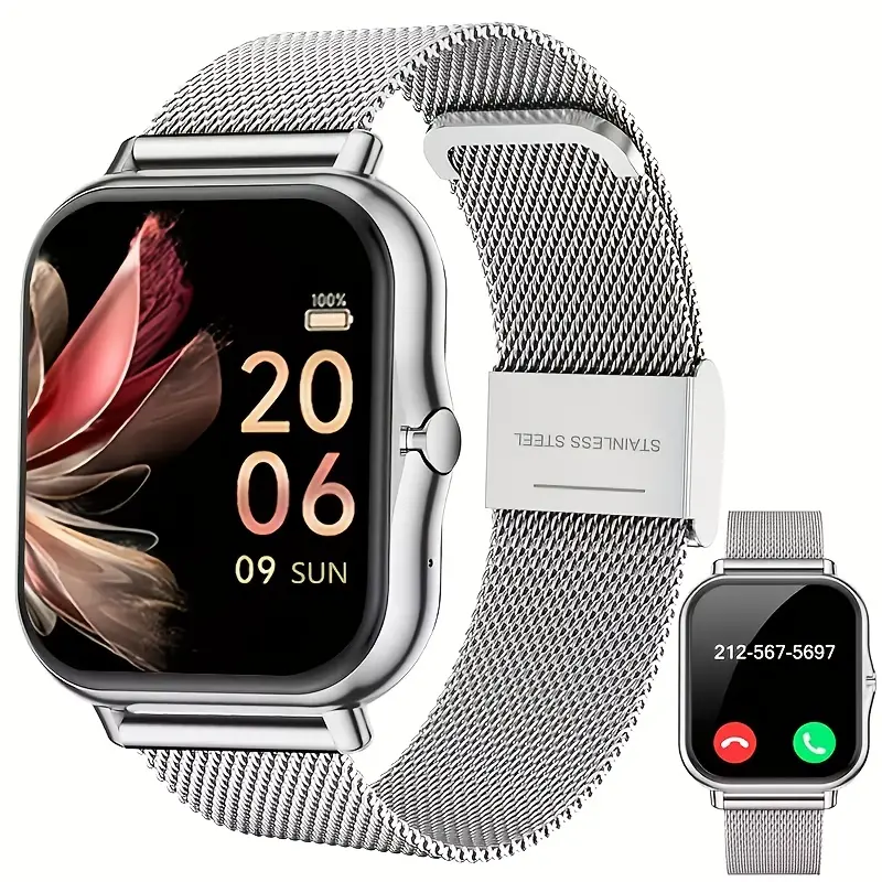 HOT 1.83-inch Full Touchscreen HD Wearable Sports watch, Unisex, with  Call, Message Alerts, Custom Watch Faces, Multiple Sports Modes, Remote Camera Control, Music Playback, Compatible with Android & iPhone, Ideal Gift