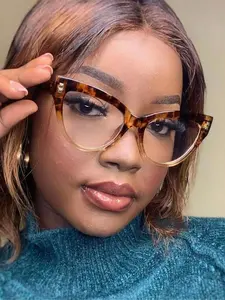 Women's Cat Eye Frame Eyeglasses, Trendy Casual Ombre Eyeglasses for Everyday Use, Fashion Accessories for Outdoor Activities, High Quality Eyeglasses