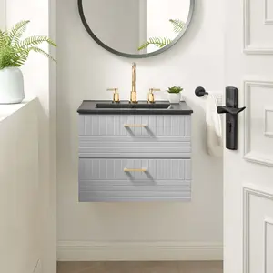 Modway Daybreak 24" Bathroom Vanity in Light Gray Black