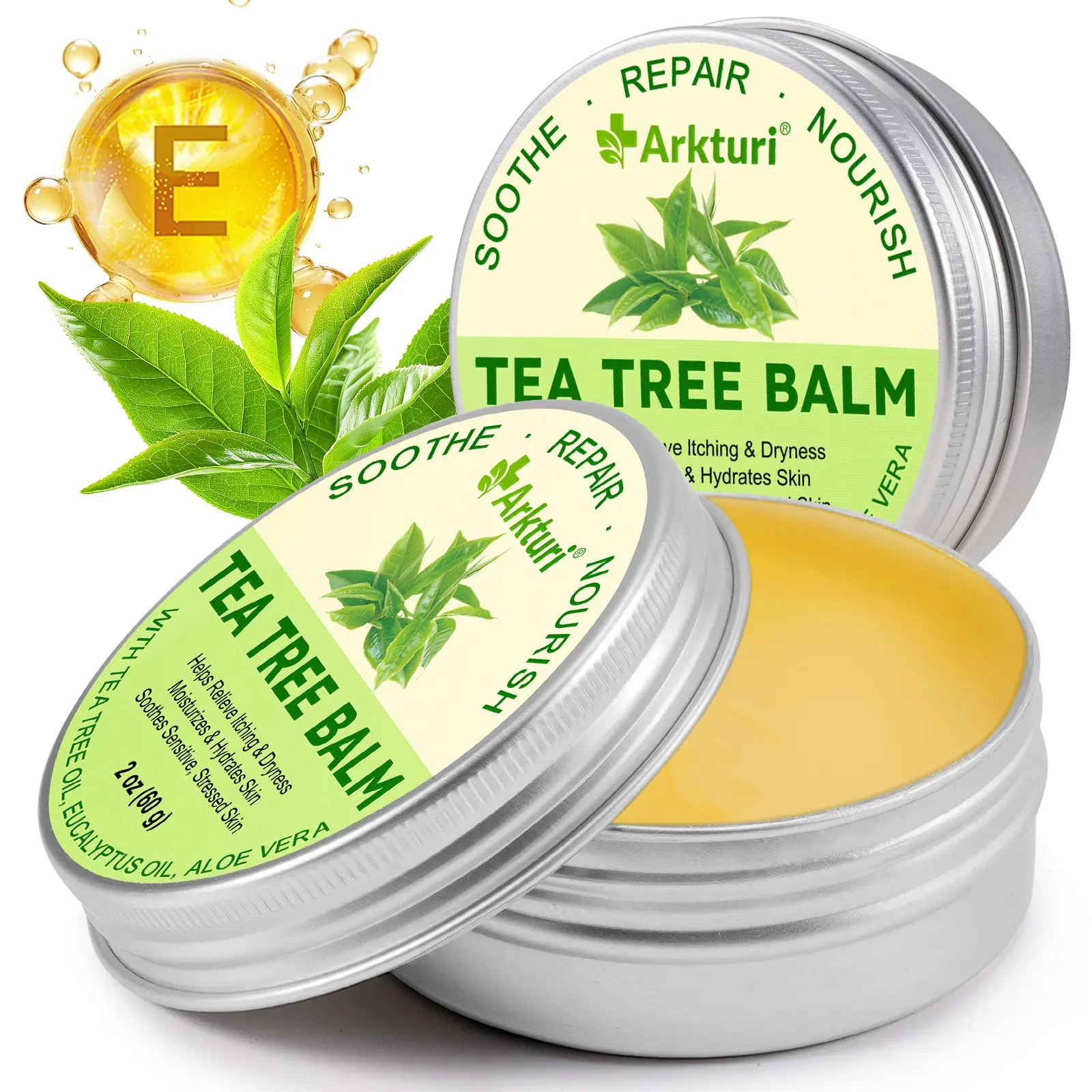 Tea Tree Oil Balm 60g, Soothes Dry Skin, Keeps Moisturized, Hydrate Moisturizing, Overnight Hydration, Stick Form, Rod Shape, Non-Flammable Aerosol