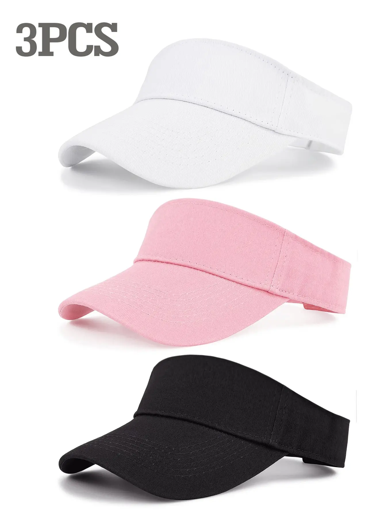 3PCS women's sun protection hat, lightweight open-top baseball cap, polyester cap, adjustable brim suitable for summer outdoor activities, sports outdoor hat, sun protection for golf and tennis, Sunscreen Hat, Empty Top Design, Polyester Outdoor Headwear
