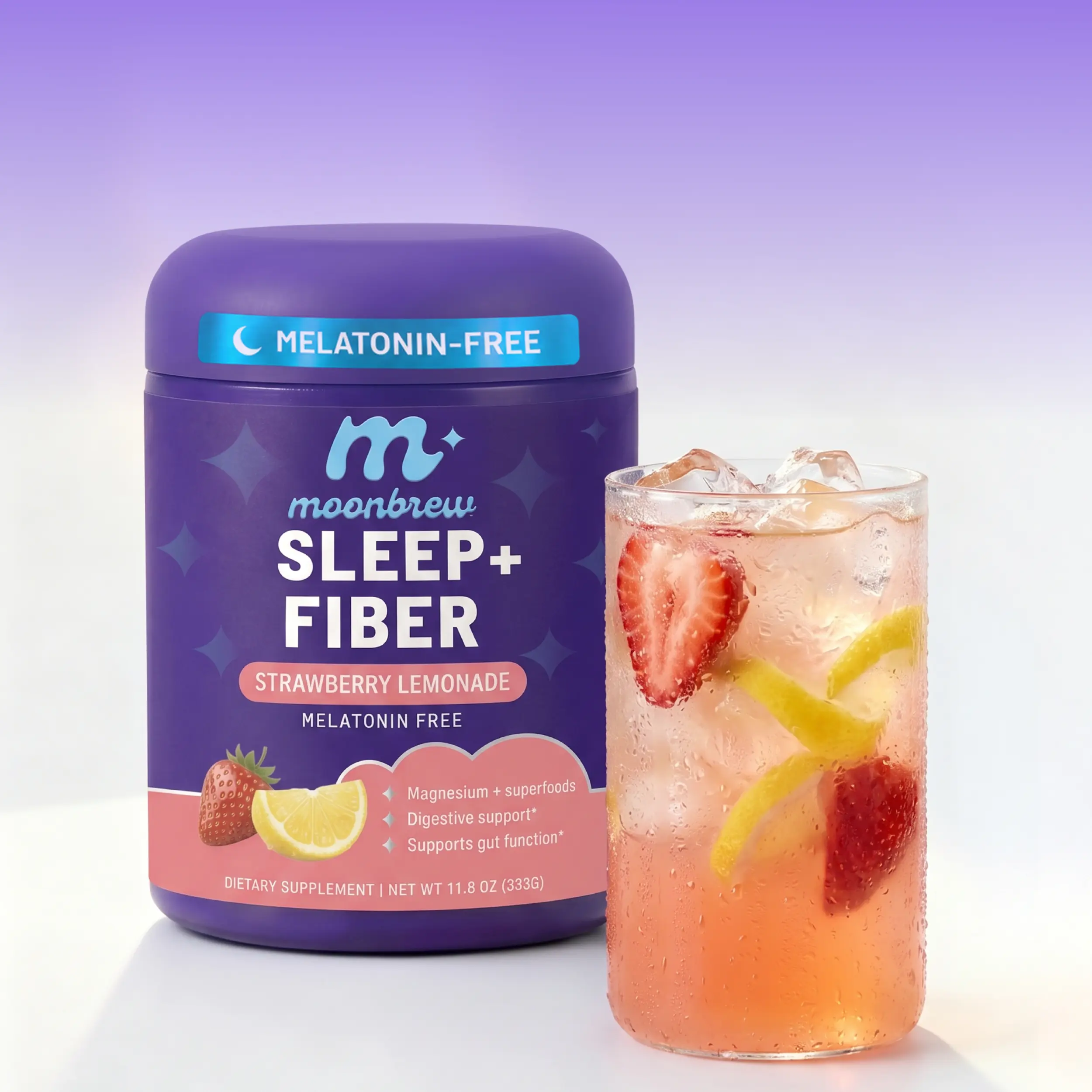 MoonBrew Sleep + Fiber Strawberry Lemonade Magnesium (9g of Dietary Fiber)