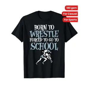 Wrestling Graphic Regular Fit T-Shirt - Crew Neck Knit Fabric Top for Casual, Sports, Outdoor Activities - Unisex Adult & Youth Shirt for All Seasons, 180gsm Cotton with Applique Design