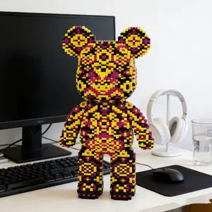 Wwjd Mandala Graffiti Bear Building Blocks 3D Puzzle Model Stress Relief Toy, Indoor Decoration, Birthday Christmas New Year Gift
