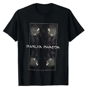 Marilyn Manson Black MIRRORED T Shirt Sweatshirt, Rock Hip Hop Sport Style Tee, Menswear Top