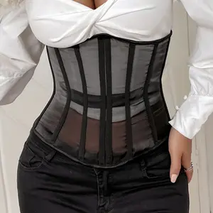 Women's Low-Waist Corset Belt Seamless Mesh Lace-Up Skeleton Corset for Tummy Control Ideal for Weddings and Outings Shapewear