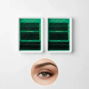 False Eyelashes 300pcs Bundle, 2 Sets Mixed Length D Curl Polyester DIY Eyelash Clusters for Adults Eyelashes Extensions