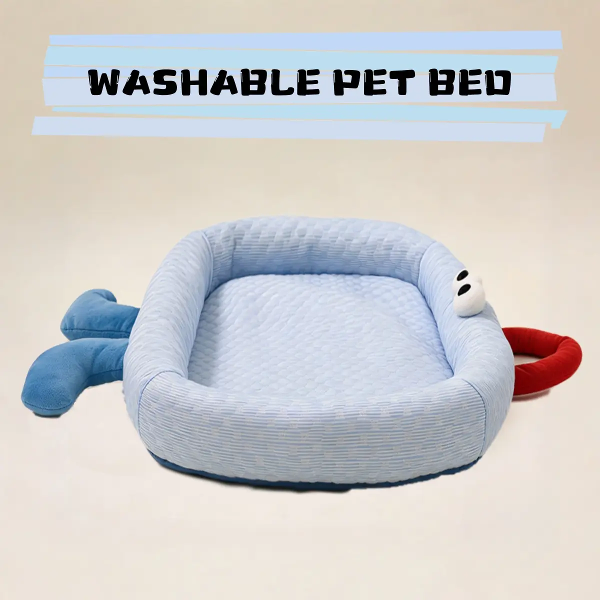 Crab-Style Pet Mat-Bed, Light Blue, 2 Sizes, Non-Slip, Waterproof, Bite-Resistant, Machine Washable, Shape-Retaining, Breathable Summer & Warm Winter, Dog & Cat Supplies for Easy Care