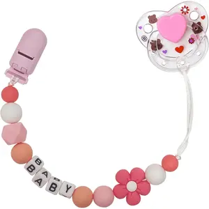 Cute Pacifier Clip Pink Style with Magnetic Pacifier Reborn Dolls Toy Accessories
