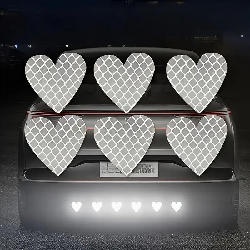 Heart-shaped reflective automotive stickers, Decal - suitable for cars, motorcycles, and electric vehicles. Multi-functional stickers that enhance nighttime safety and style.