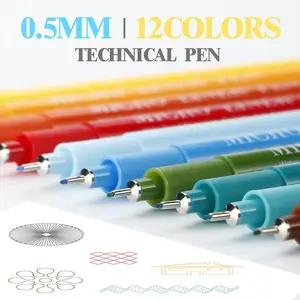 High-End 12 Color Needle Pen Painting Set, 0.5mm Precision Ink, Quick-Dry Waterproof Fade-Resistant, Non-Stain Paper, Odorless, Durable Art Supplies