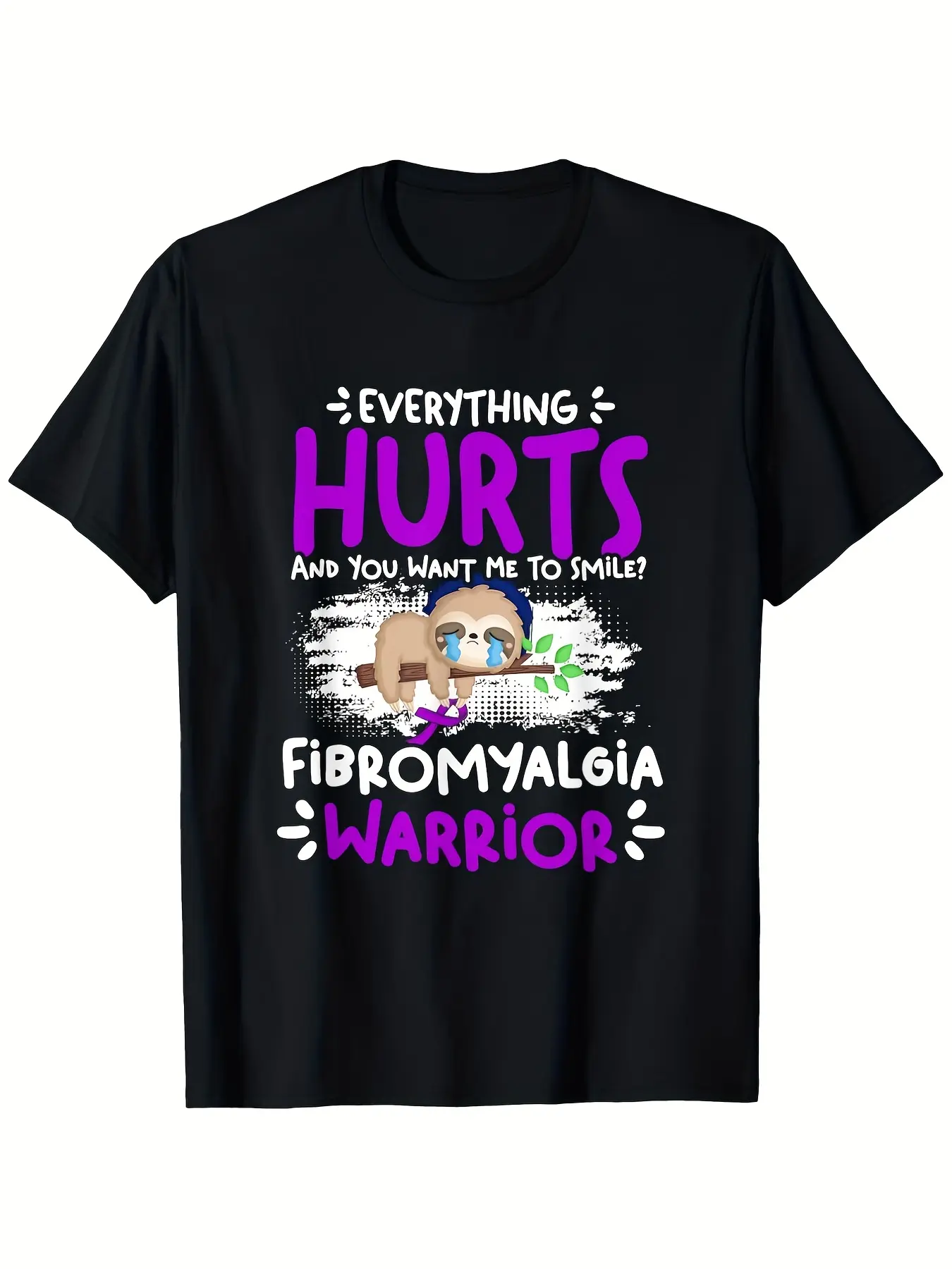 Men's Fibromyalgia Warrior T-Shirt -  Sm Heavyweight Graphic Tee with Purple Text & Fibrofight Design - Chronic Pain Awareness Support, Comfortable Round Neck Short Sleeve Shirt for Every