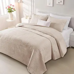 blackfriday/cybermonday Quilt Set, Soft Lightweight Quilts Bedspreads Coverlet with Striped Pattern, Bedding Sets with Pillow Sham, Reversible Bed Cover for All Seasons