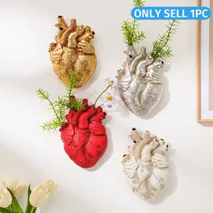 Creative Resin Flat Heart Hydroponic Hanging Vase, Modern Wall Decor, Home Decor Pots, Multi-Color Options, Suitable for Home Garden Patio Porch, Flower Pots