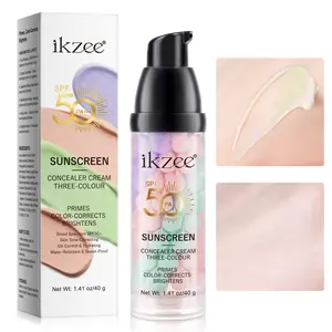 ikzee Three-Tone Brightening Primer: With a hydrating, Moisturizing texture, it absorbs easily, moisturizes the skin, and brightens the complexion before makeup. It doesn't feel heavy, minimizes the appearance of pores, and brightens the skin
