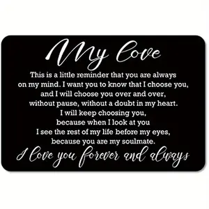 Custom Heart Letter Engraved Metal Wallet Card, Love Romantic Message for Valentine's Day, Anniversary, Wedding Gift for Husband/wife