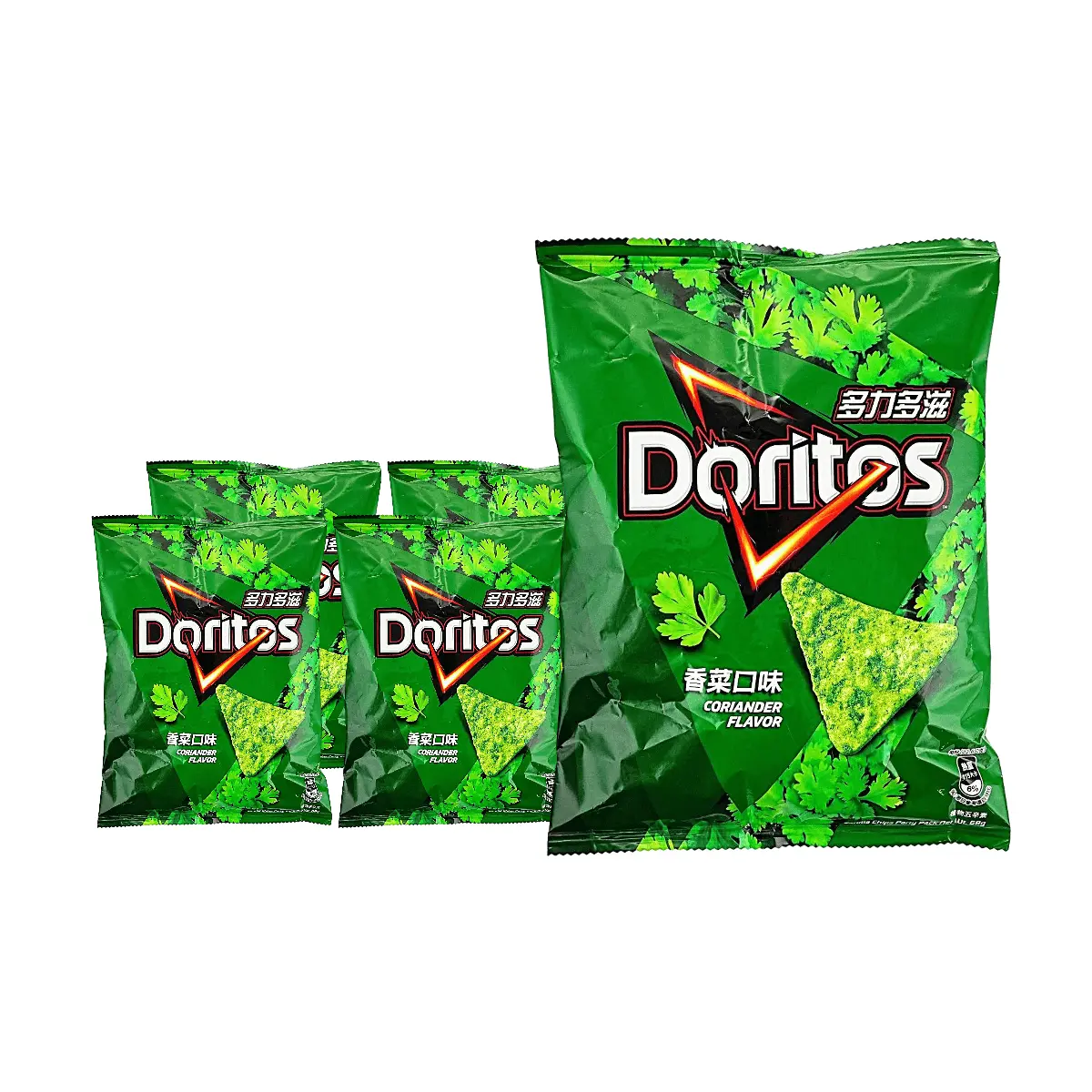 Doritos Taiwan Coriander Flavor Tortilla Chips 5-Pack | Unique Asian Snack, Limited Edition, 68g x 5 Bags