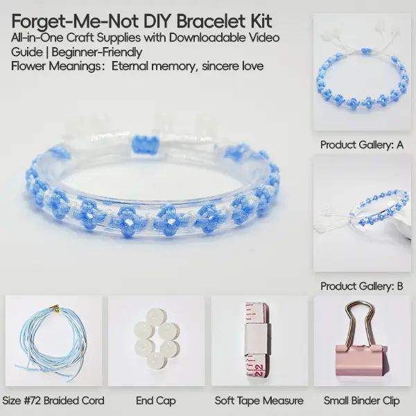 Forget-Me-Not DIY Bracelet Kit | All-in-One Craft Supplies with Downloadable Video Guide | Beginner-Friendly