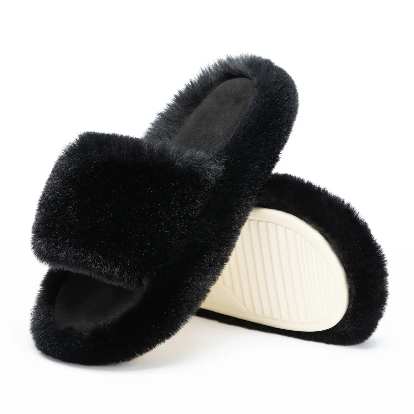 Chantomoo Fluffy Plush Slippers, Memory Foam House Shoes for Women, Cozy Indoor Home Sandals